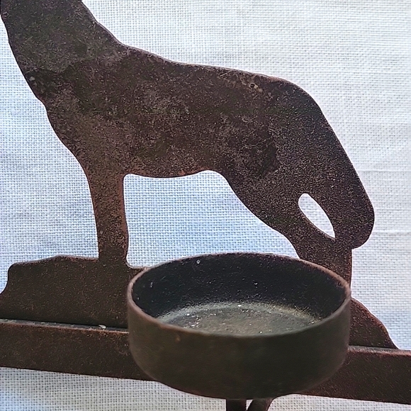 Metal  Pine Trees And Wolf. Dark Green Tree Brown Wolf. Tea Candles Included - Picture 14 of 16